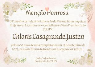 CEE/PR homenageia Chloris Casagrande Justen pelos 100 anos de vida